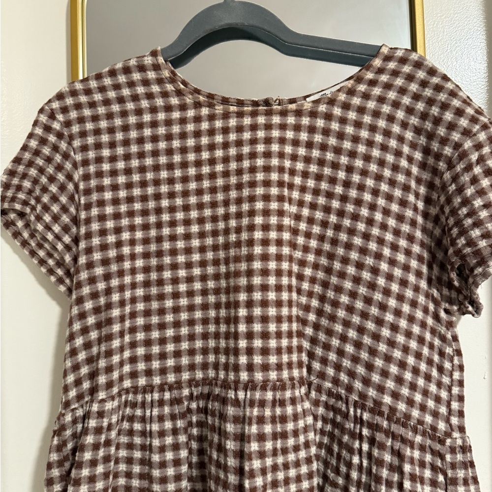 Madewell Gingham Brown and White Checkered